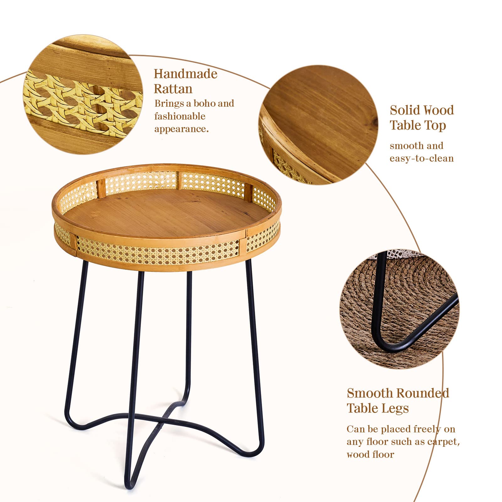 RATTAN SIDE TABLE モモナチュラル Rattan Side Table - Natural - Q Living Furniture